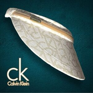 Vintage Calvin Klein Monogram
Pattern Visor Cap Hat All Over Print Ivory Tan